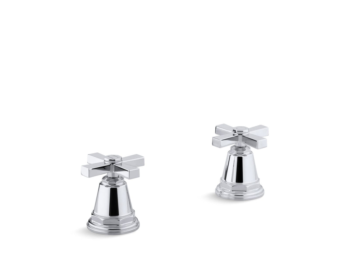KOHLER K-T13141-3A-SN Pinstripe Pure Deck-Mount Bath Faucet Handle Trim With Cross Design - Vibrant Polished Nickel