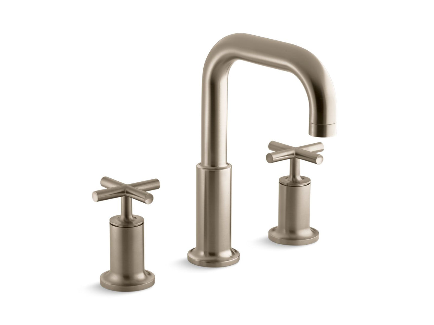 KOHLER K-T14428-3-BV Purist Deck-Mount Bath Faucet Trim With Cross Handles In Vibrant Brushed Bronze