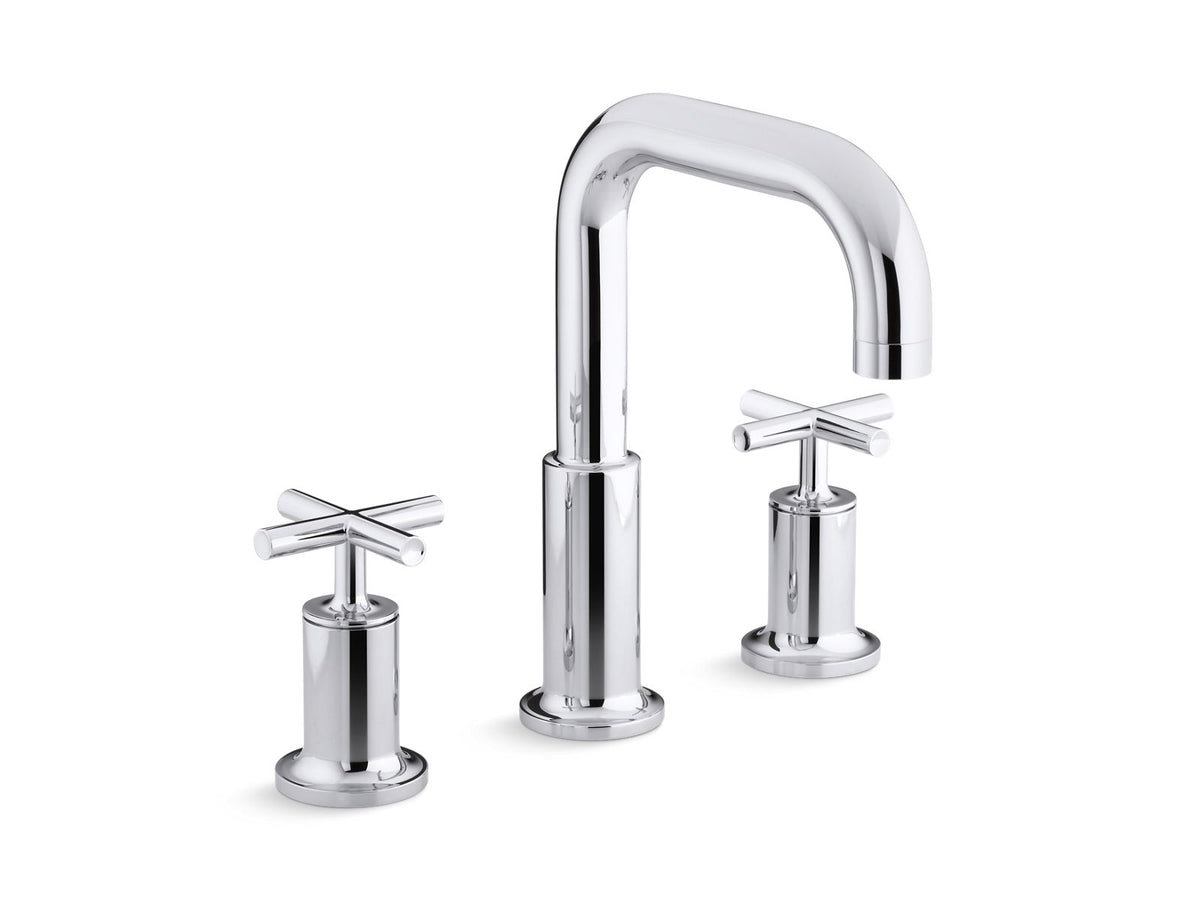 KOHLER K-T14428-3-BL Purist Deck-Mount Bath Faucet Trim With Cross Handles - Matte Black