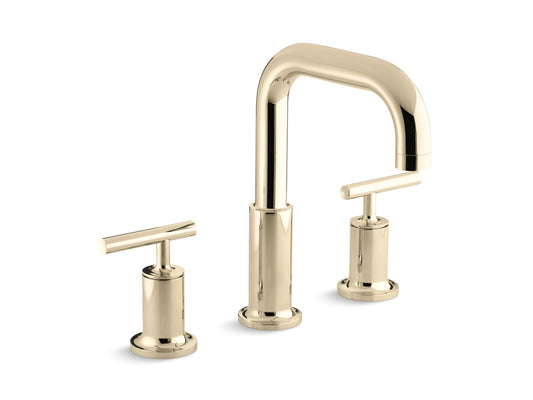 KOHLER K-T14428-4-AF Purist Deck-Mount Bath Faucet Trim With Lever Handles In Vibrant French Gold