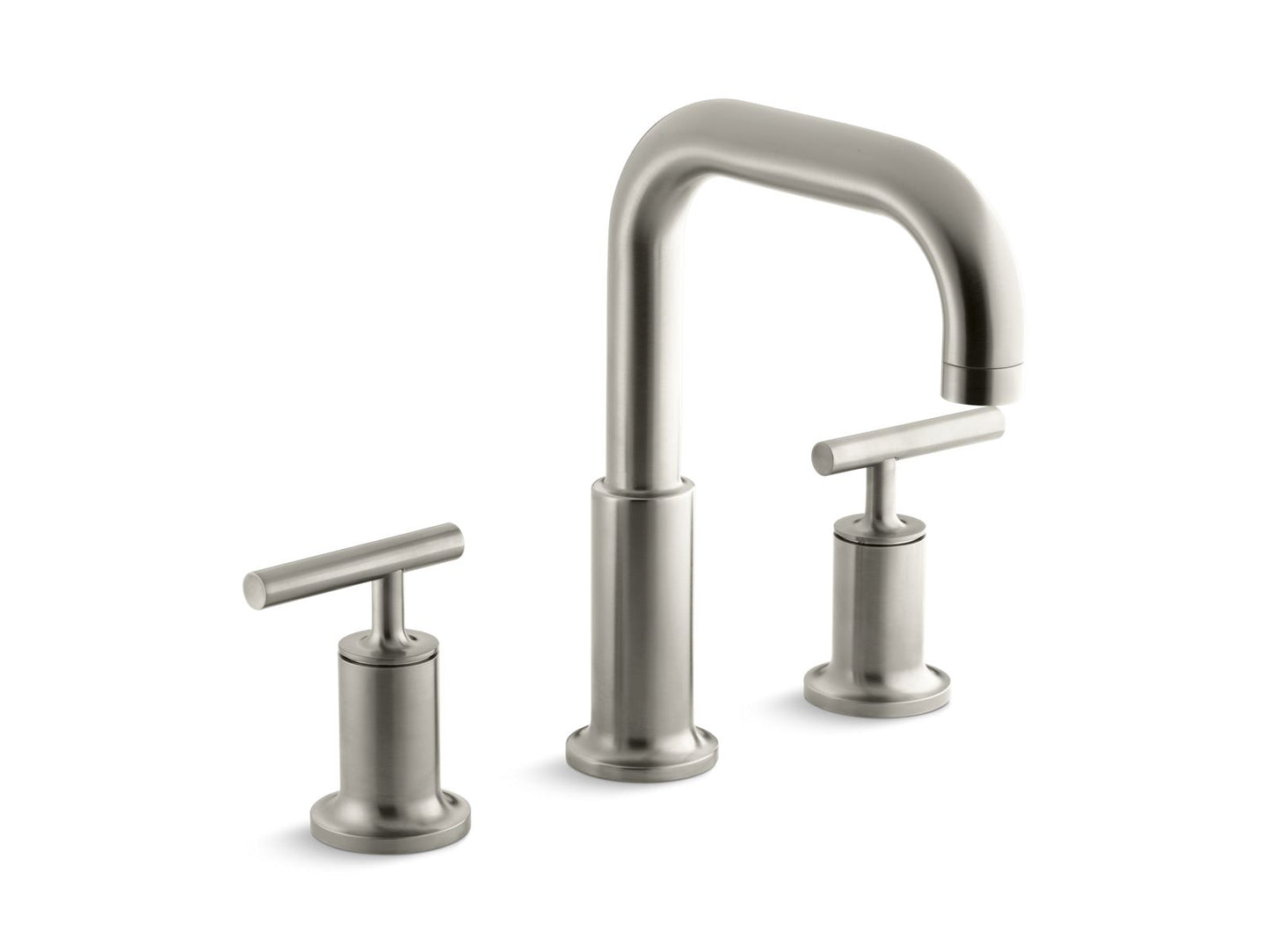 KOHLER K-T14428-4-BN Purist Deck-Mount Bath Faucet Trim With Lever Handles In Vibrant Brushed Nickel