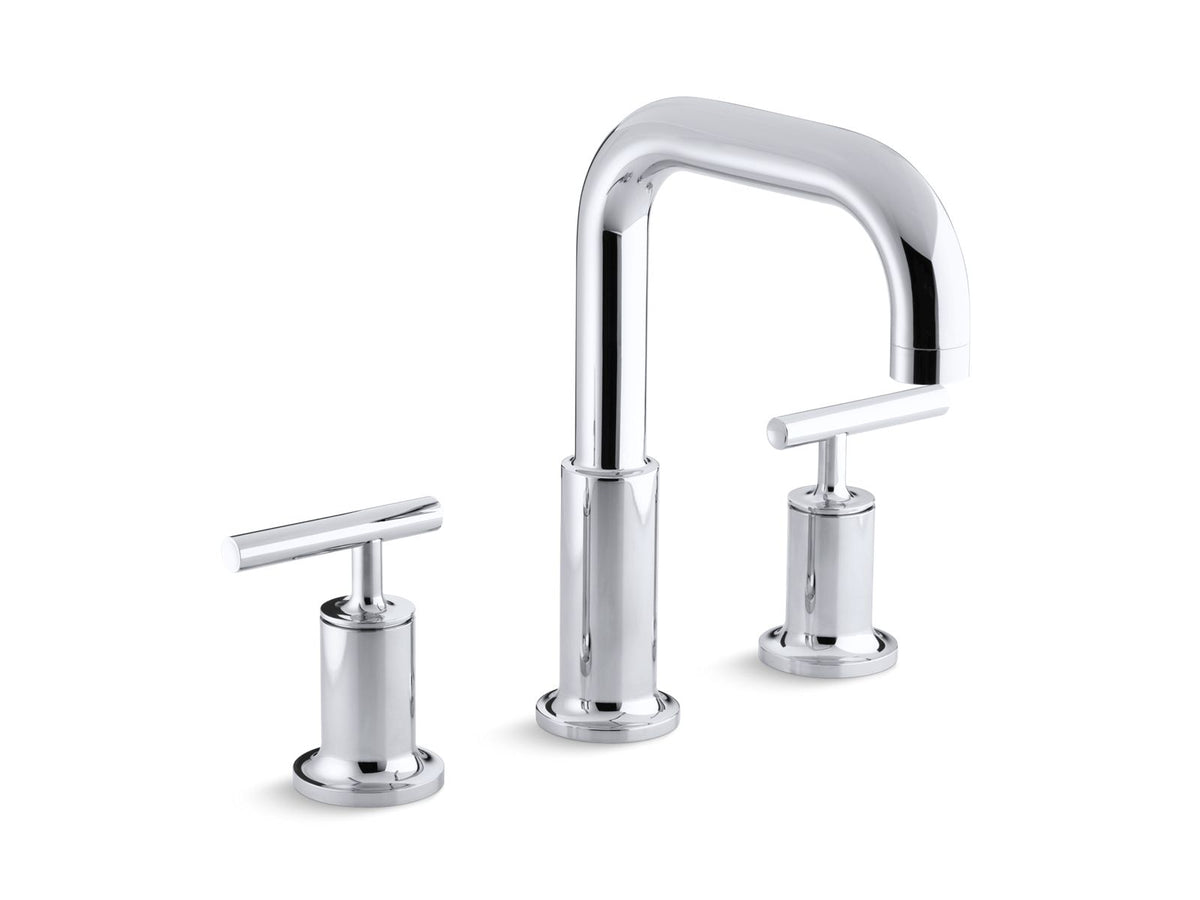 KOHLER K-T14428-4-BL Purist Deck-Mount Bath Faucet Trim With Lever Handles - Matte Black