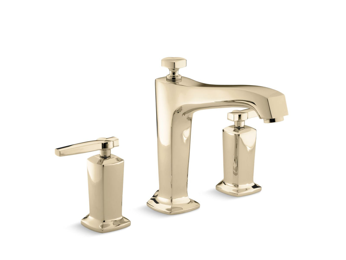 KOHLER K-T16237-4-AF Margaux Deck-mount bath faucet trim for high-flow valve with non-diverter spout and lever handles, valve not included