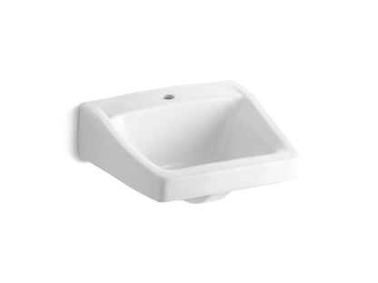 KOHLER K-1722-0 Chesapeake 19-1/4" x 17-1/4" wall-mount/concealed arm carrier bathroom sink with single faucet hole - White