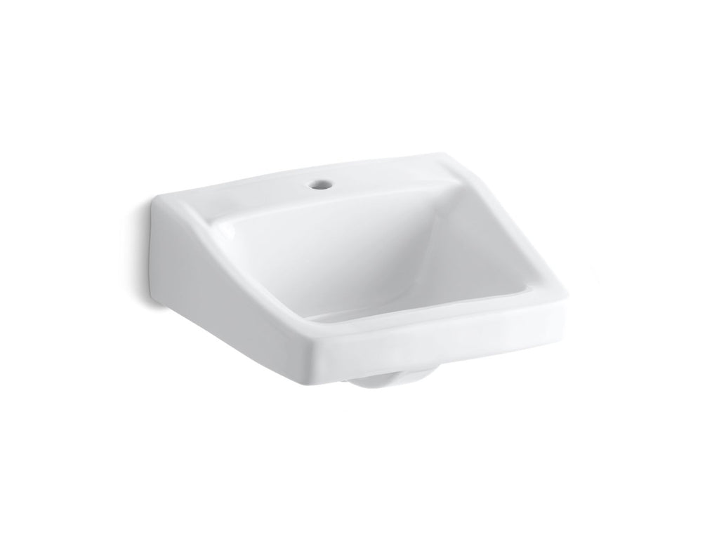 KOHLER K-1722-0 Chesapeake 19-1/4" X 17-1/4" Wall-Mount/Concealed Arm Carrier Bathroom Sink With Single Faucet Hole - White
