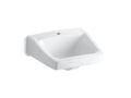 KOHLER K-1722-0 Chesapeake 19-1/4" X 17-1/4" Wall-Mount/Concealed Arm Carrier Bathroom Sink With Single Faucet Hole - White