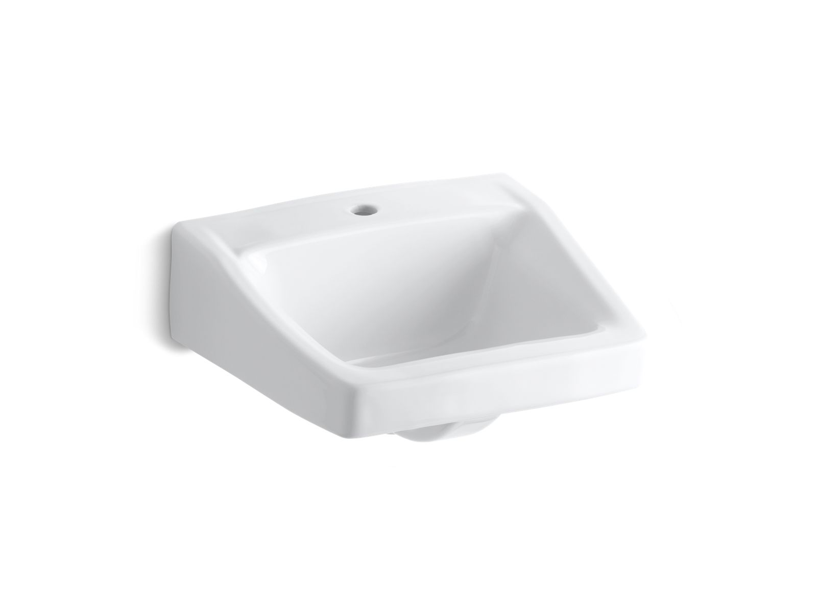 KOHLER K-1722-0 Chesapeake 19-1/4" X 17-1/4" Wall-Mount/Concealed Arm Carrier Bathroom Sink With Single Faucet Hole - White