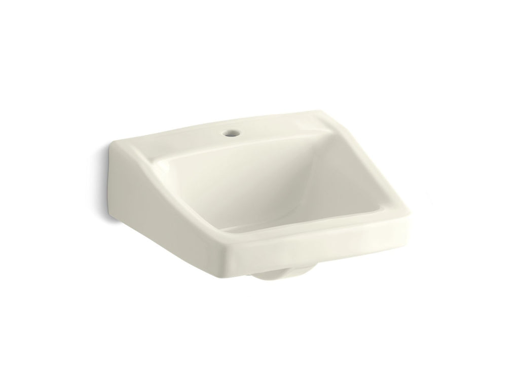 KOHLER K-1722-96 Chesapeake 19-1/4" X 17-1/4" Wall-Mount/Concealed Arm Carrier Bathroom Sink With Single Faucet Hole - Biscuit