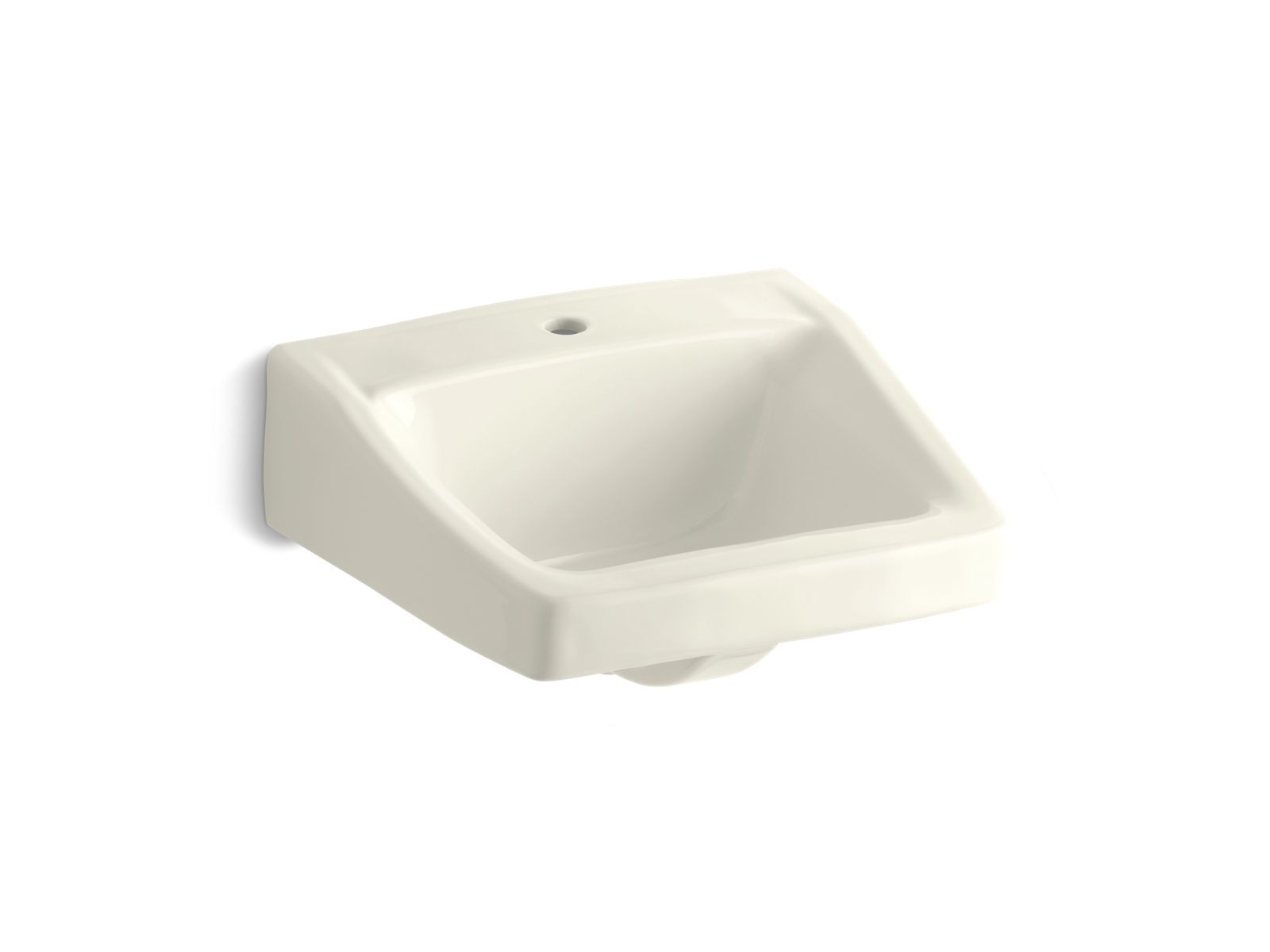 KOHLER K-1722-96 Chesapeake 19-1/4" x 17-1/4" wall-mount/concealed arm carrier bathroom sink with single faucet hole - Biscuit