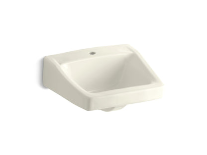 KOHLER K-1722-96 Chesapeake 19-1/4" x 17-1/4" wall-mount/concealed arm carrier bathroom sink with single faucet hole - Biscuit
