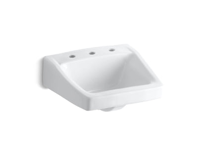 KOHLER K-1724-0 Chesapeake 19-1/4" x 17-1/4" wall-mount/concealed arm carrier bathroom sink with 8" widespread faucet hole - White