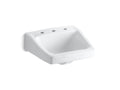 KOHLER K-1724-0 Chesapeake 19-1/4" X 17-1/4" Wall-Mount/Concealed Arm Carrier Bathroom Sink With 8" Widespread Faucet Hole - White