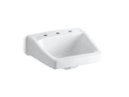 KOHLER K-1724-0 Chesapeake 19-1/4" X 17-1/4" Wall-Mount/Concealed Arm Carrier Bathroom Sink With 8" Widespread Faucet Hole - White