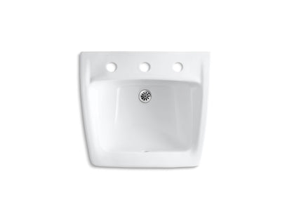 KOHLER K-1724-0 Chesapeake 19-1/4" x 17-1/4" wall-mount/concealed arm carrier bathroom sink with 8" widespread faucet hole - White