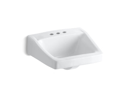 KOHLER K-1728-0 Chesapeake 19-1/4" x 17-1/4" wall-mount/concealed arm carrier arm bathroom sink with 4" centerset faucet holes - White