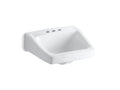 KOHLER K-1728-0 Chesapeake 19-1/4" X 17-1/4" Wall-Mount/Concealed Arm Carrier Arm Bathroom Sink With 4" Centerset Faucet Holes - White