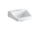 KOHLER K-1728-0 Chesapeake 19-1/4" X 17-1/4" Wall-Mount/Concealed Arm Carrier Arm Bathroom Sink With 4" Centerset Faucet Holes - White
