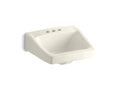 KOHLER K-1728-96 Chesapeake 19-1/4" X 17-1/4" Wall-Mount/Concealed Arm Carrier Arm Bathroom Sink With 4" Centerset Faucet Holes - Biscuit