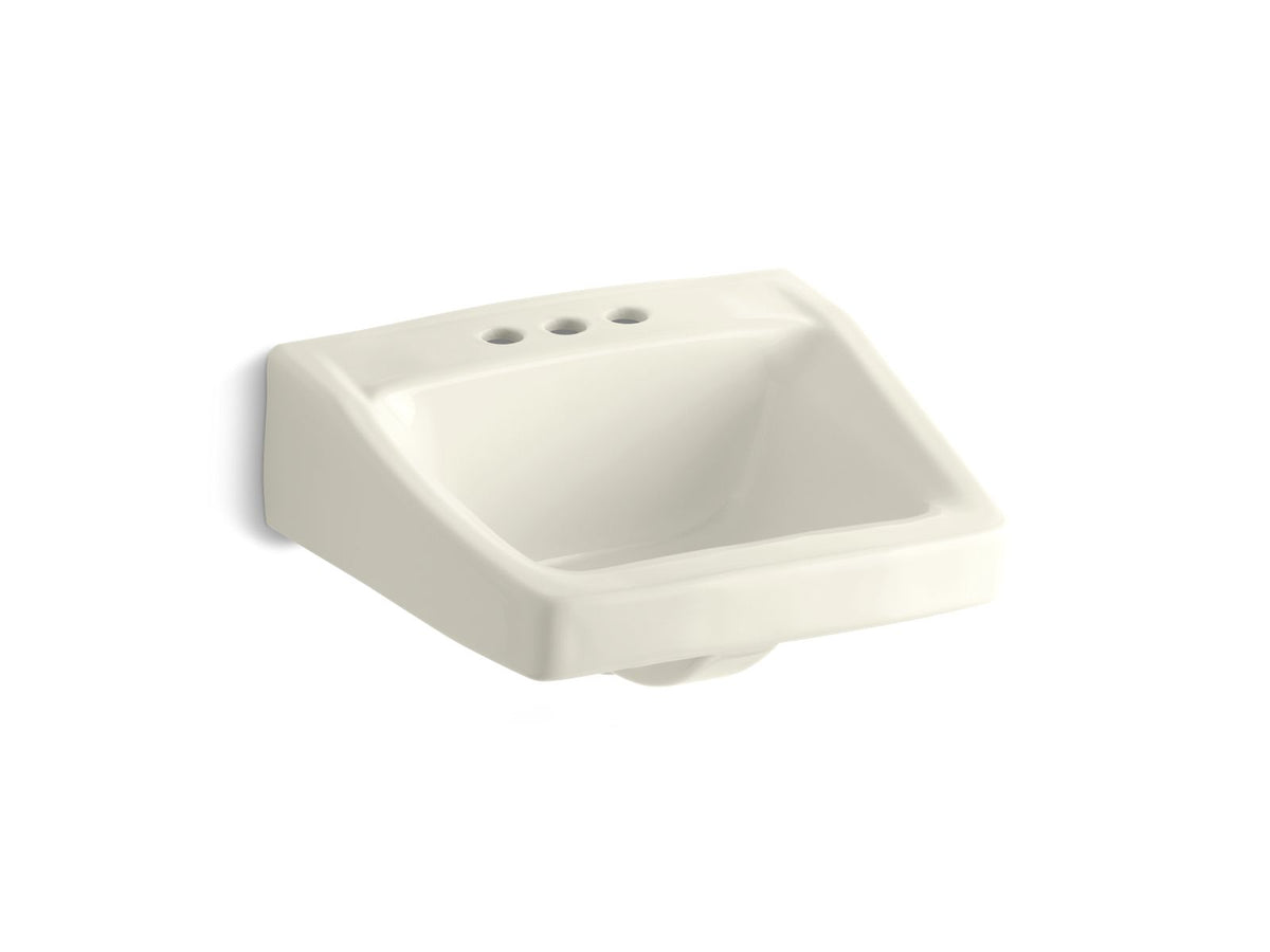 KOHLER K-1728-96 Chesapeake 19-1/4" X 17-1/4" Wall-Mount/Concealed Arm Carrier Arm Bathroom Sink With 4" Centerset Faucet Holes - Biscuit
