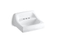 KOHLER K-2005-0 Kingston 21-1/4" X 18-1/8" Wall-Mount/Concealed Arm Carrier Bathroom Sink With 4" Centerset Faucet Holes - White