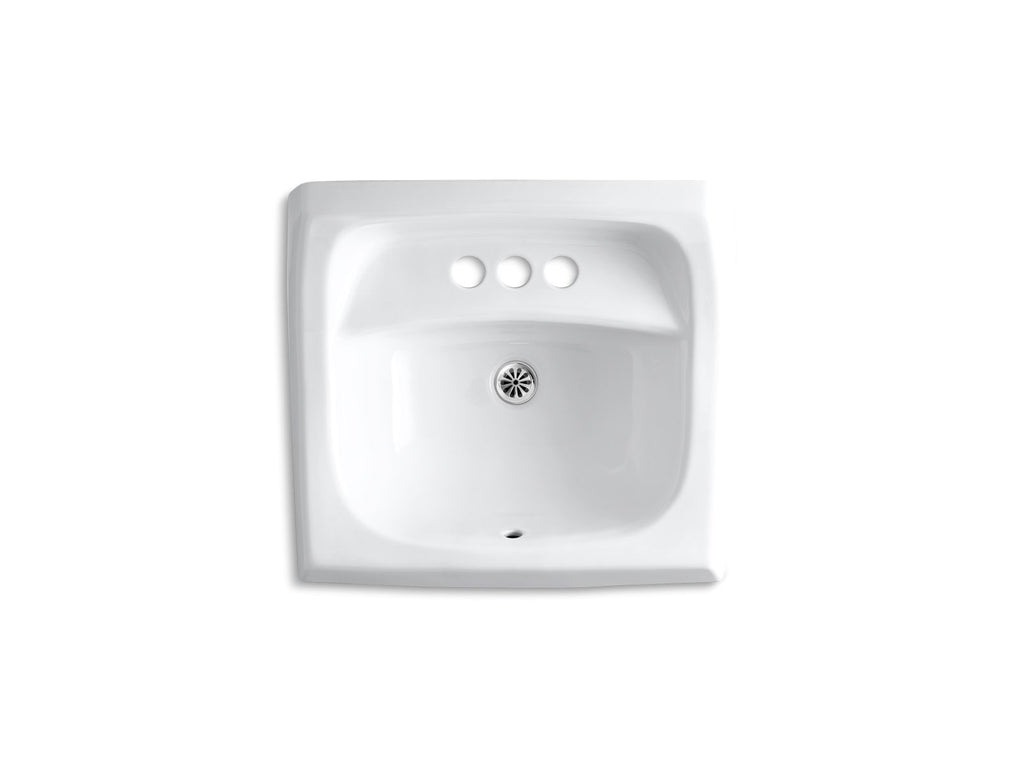 KOHLER K-2005-96 Kingston 21-1/4" X 18-1/8" Wall-Mount/Concealed Arm Carrier Bathroom Sink With 4" Centerset Faucet Holes - Biscuit