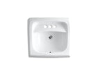 KOHLER K-2005-96 Kingston 21-1/4" X 18-1/8" Wall-Mount/Concealed Arm Carrier Bathroom Sink With 4" Centerset Faucet Holes - Biscuit