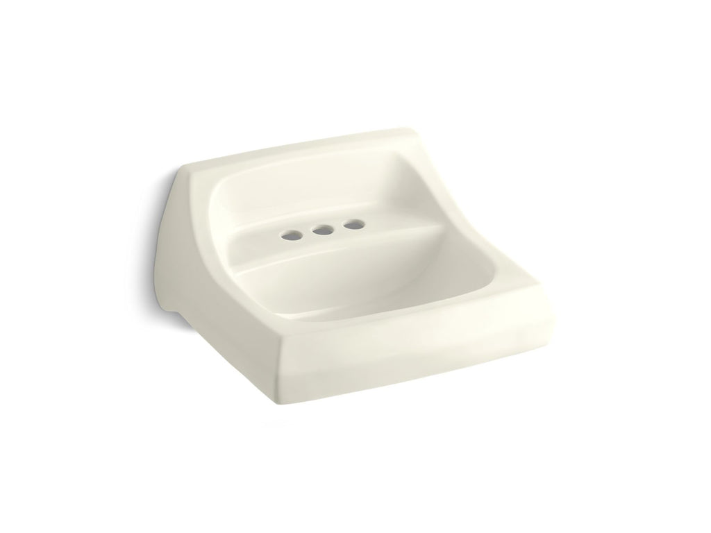 KOHLER K-2005-96 Kingston 21-1/4" X 18-1/8" Wall-Mount/Concealed Arm Carrier Bathroom Sink With 4" Centerset Faucet Holes - Biscuit