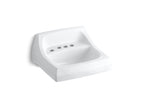 KOHLER K-2005-L-0 Kingston 21-1/4" X 18-1/8" Wall-Mount/Concealed Arm Carrier Bathroom Sink With 4" Centerset Faucet Holes And Left-Hand Soap Dispenser Hole - White