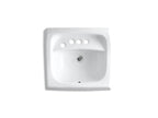 KOHLER K-2005-L-0 Kingston 21-1/4" X 18-1/8" Wall-Mount/Concealed Arm Carrier Bathroom Sink With 4" Centerset Faucet Holes And Left-Hand Soap Dispenser Hole - White