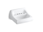 KOHLER K-2005-R-0 Kingston 21-1/4" X 18-1/8" Wall-Mount/Concealed Arm Carrier Bathroom Sink With 4" Centerset Faucet Holes And Right-Hand Soap Dispenser Hole - White