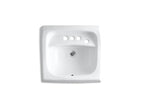KOHLER K-2005-R-0 Kingston 21-1/4" X 18-1/8" Wall-Mount/Concealed Arm Carrier Bathroom Sink With 4" Centerset Faucet Holes And Right-Hand Soap Dispenser Hole - White