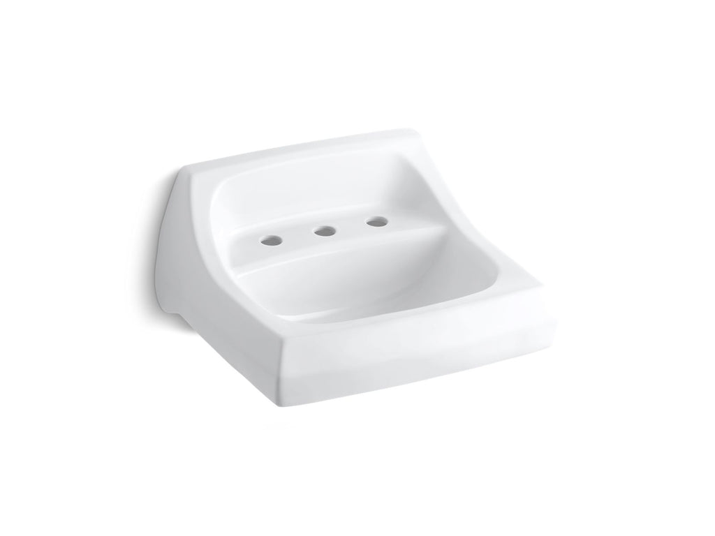 KOHLER K-2006-0 Kingston 21-1/4" X 18-1/8" Wall-Mount/Concealed Arm Carrier Bathroom Sink With Widespread Faucet Holes - White