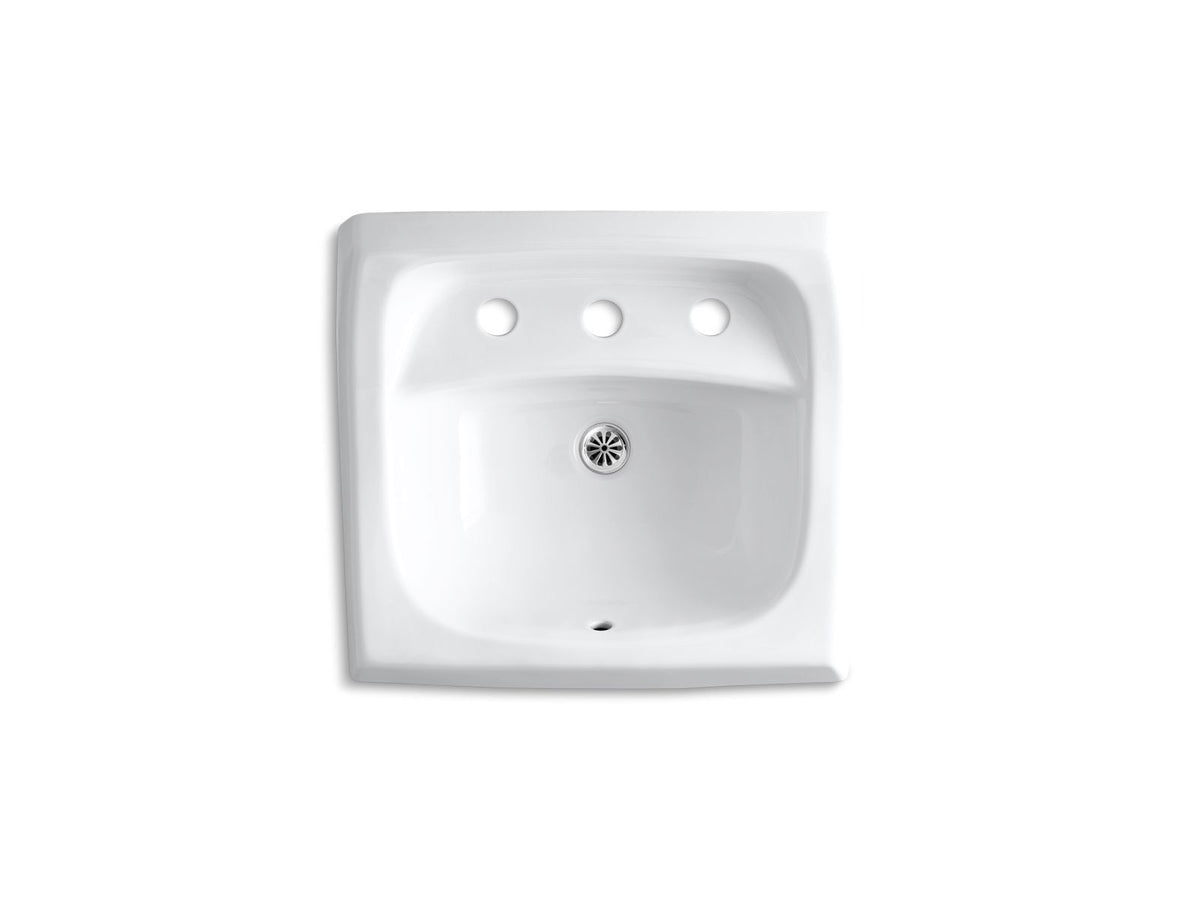 KOHLER K-2006-0 Kingston 21-1/4" X 18-1/8" Wall-Mount/Concealed Arm Carrier Bathroom Sink With Widespread Faucet Holes - White