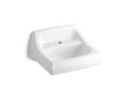KOHLER K-2007-0 Kingston 21-1/4" X 18-1/8" Wall-Mount/Concealed Arm Carrier Arm Bathroom Sink With Single Faucet Hole - White