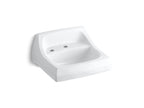 KOHLER K-2007-L-0 Kingston 21-1/4" X 18-1/8" Wall-Mount/Concealed Arm Carrier Bathroom Sink With Single Faucet Hole And Left-Hand Soap Dispenser Hole - White