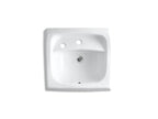 KOHLER K-2007-L-0 Kingston 21-1/4" X 18-1/8" Wall-Mount/Concealed Arm Carrier Bathroom Sink With Single Faucet Hole And Left-Hand Soap Dispenser Hole - White