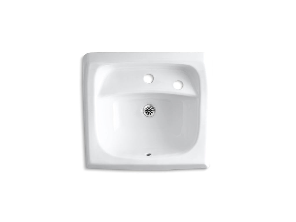 KOHLER K-2007-R-0 Kingston 21-1/4" X 18-1/8" Wall-Mount/Concealed Arm Carrier Bathroom Sink With Single Faucet Hole And Right-Hand Soap Dispenser Hole - White