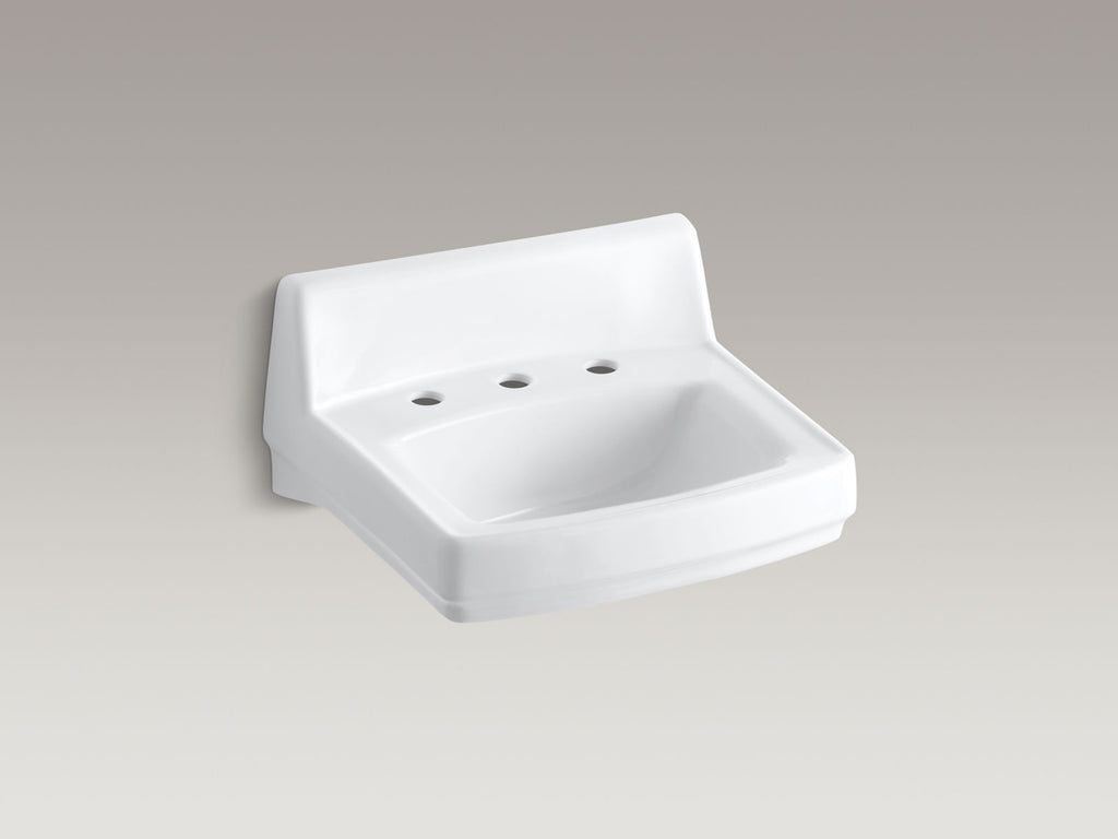 KOHLER K-2030-0 Greenwich 20-3/4" X 18-1/4" Wall-Mount/Concealed Arm Carrier Bathroom Sink With Widespread Faucet Holes - White
