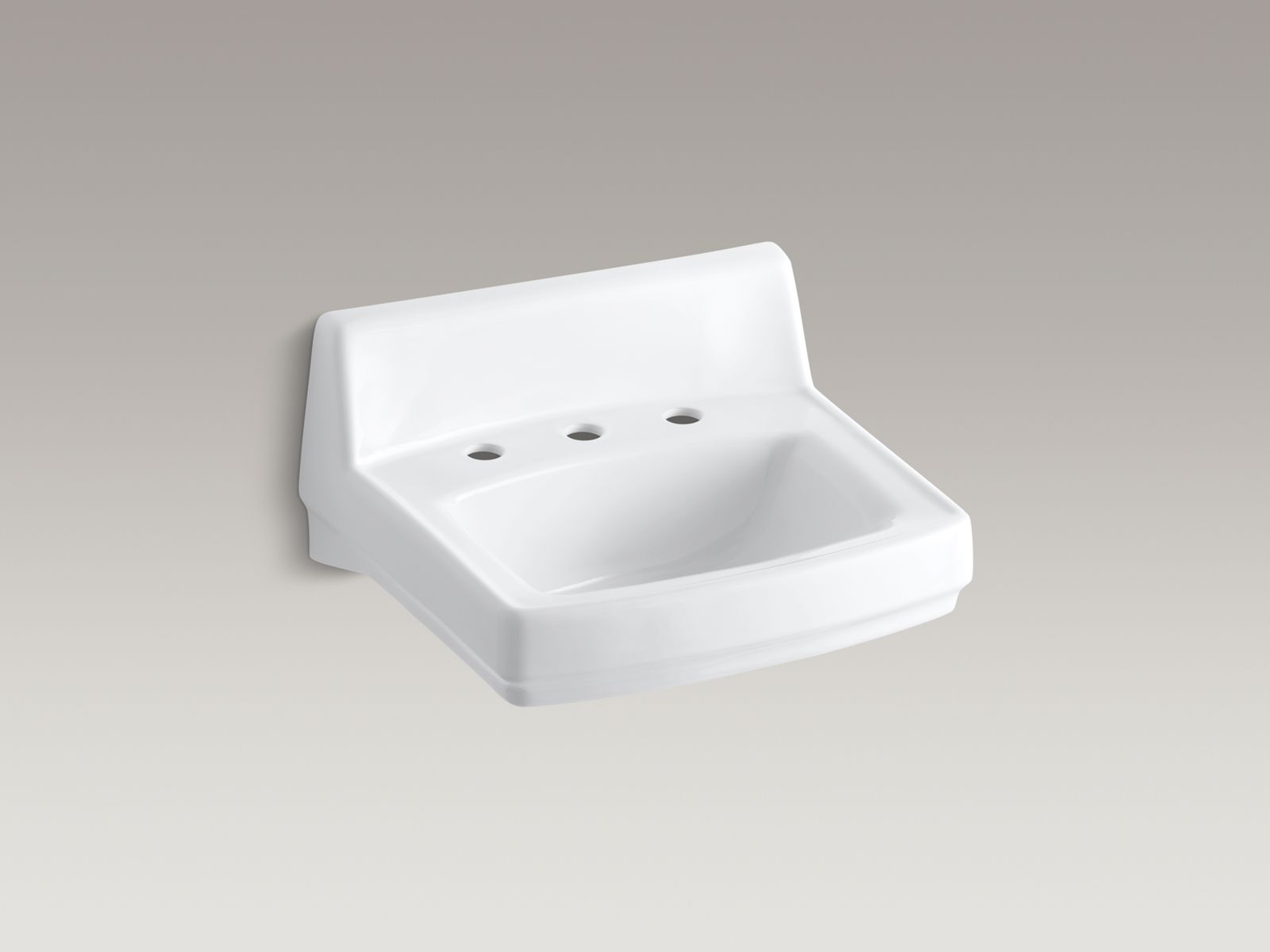 KOHLER K-2030-0 Greenwich 20-3/4" X 18-1/4" Wall-Mount/Concealed Arm Carrier Bathroom Sink With Widespread Faucet Holes - White