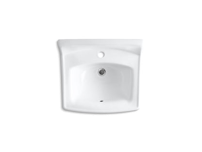 KOHLER K-2031-N-0 Greenwich 20-3/4" x 18-1/4" wall-mount/concealed arm carrier bathroom sink with single faucet hole and no overflow - White