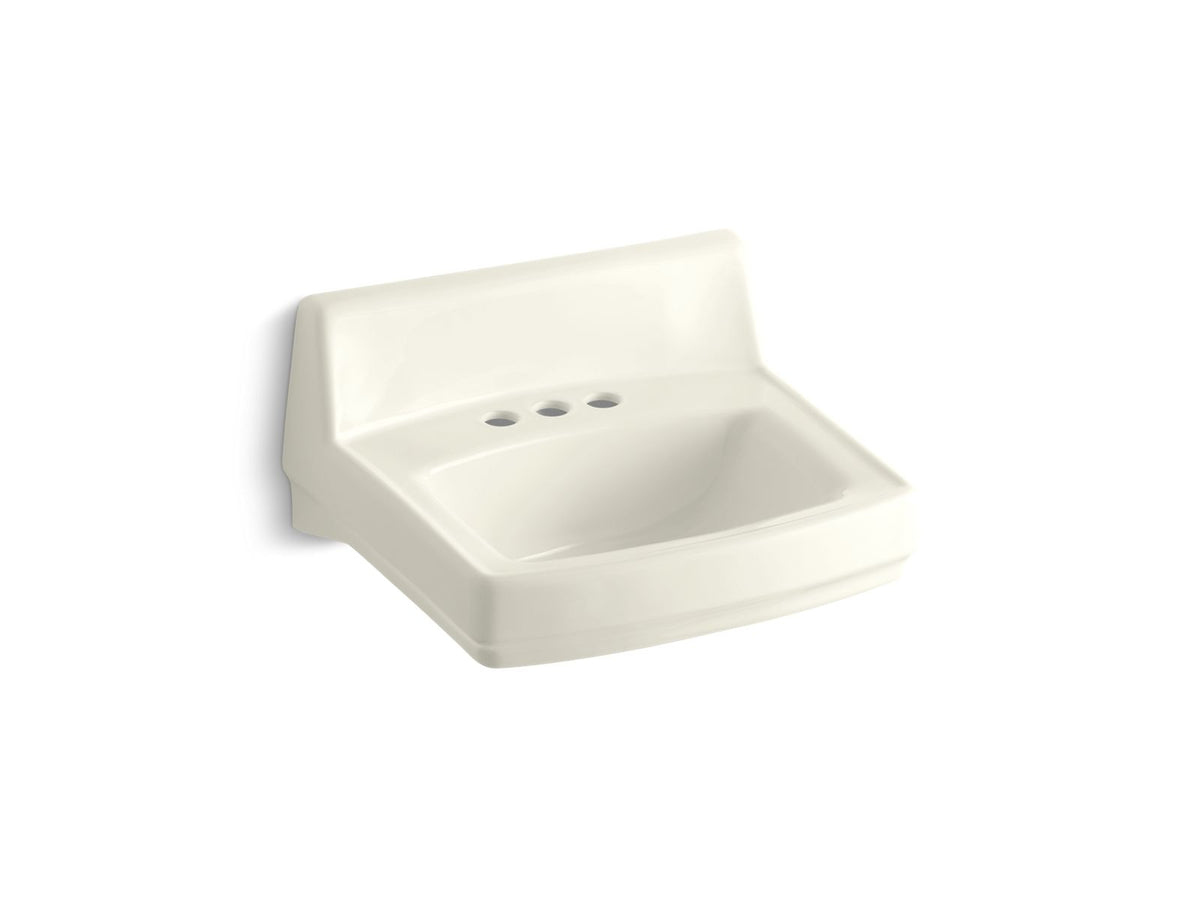 KOHLER K-2032-96 Greenwich 20-3/4" X 18-1/4" Wall-Mount/Concealed Arm Carrier Bathroom Sink With 4" Centerset Faucet Holes - Biscuit