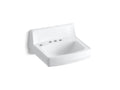 KOHLER K-2032-L-0 Greenwich 20-3/4" X 18-1/4" Wall-Mount/Concealed Arm Carrier Bathroom Sink With 4" Centerset Faucet Holes And Left-Hand Soap Dispenser Hole - White