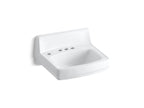 KOHLER K-2032-L-0 Greenwich 20-3/4" X 18-1/4" Wall-Mount/Concealed Arm Carrier Bathroom Sink With 4" Centerset Faucet Holes And Left-Hand Soap Dispenser Hole - White