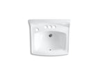 KOHLER K-2032-NL-0 Greenwich 20-3/4" X 18-1/4" Wall-Mount/Concealed Arm Carrier Bathroom Sink With 4" Centerset Faucet Holes, No Overflow And Left-Hand Soap Dispenser Hole - White