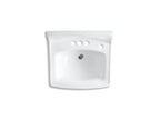 KOHLER K-2032-NR-0 Greenwich 20-3/4" X 18-1/4" Wall-Mount/Concealed Arm Carrier Bathroom Sink With 4" Centerset Faucet Holes, No Overflow And Right-Hand Soap Dispenser Hole - White