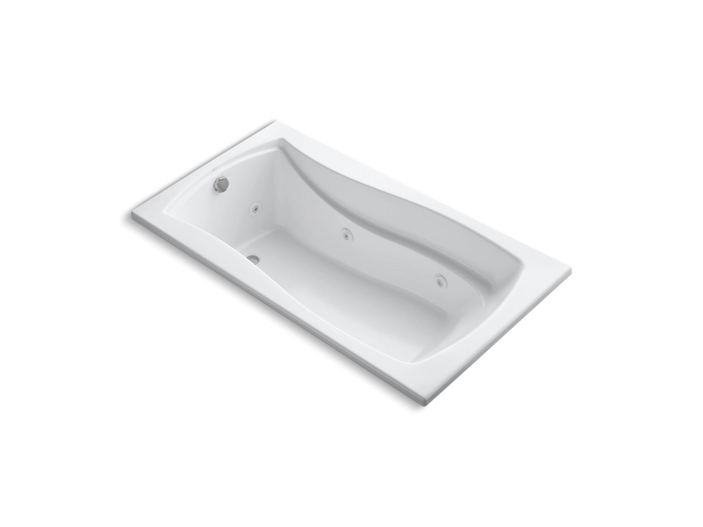 KOHLER K-1224-W1-0 Mariposa 66" X 35-7/8" Drop-In Whirlpool Bath With Bask Heated Surface And End Drain In White