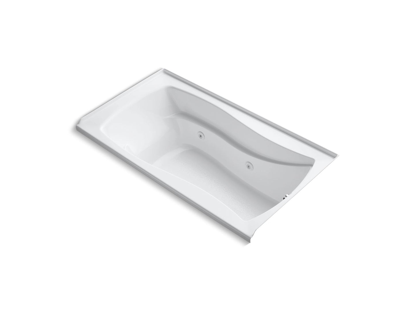 KOHLER K-1224-RH-0 Mariposa 66" X 35-7/8" Alcove Whirlpool With Integral Flange, Right-Hand Drain And Heater In White