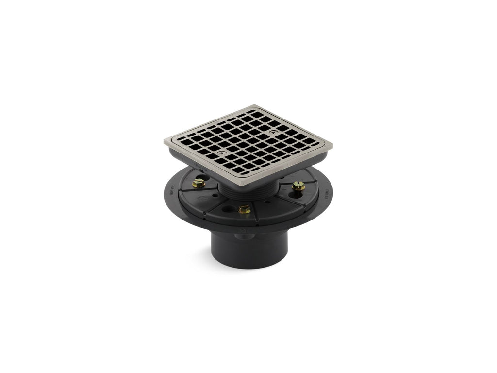 KOHLER K-9136-BN Clearflo Square Design Tile-In Shower Drain - Vibrant Brushed Nickel