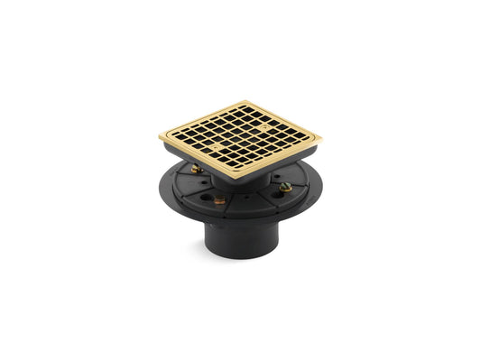 KOHLER K-9136-PB Clearflo Square Design Tile-In Shower Drain In Vibrant Polished Brass