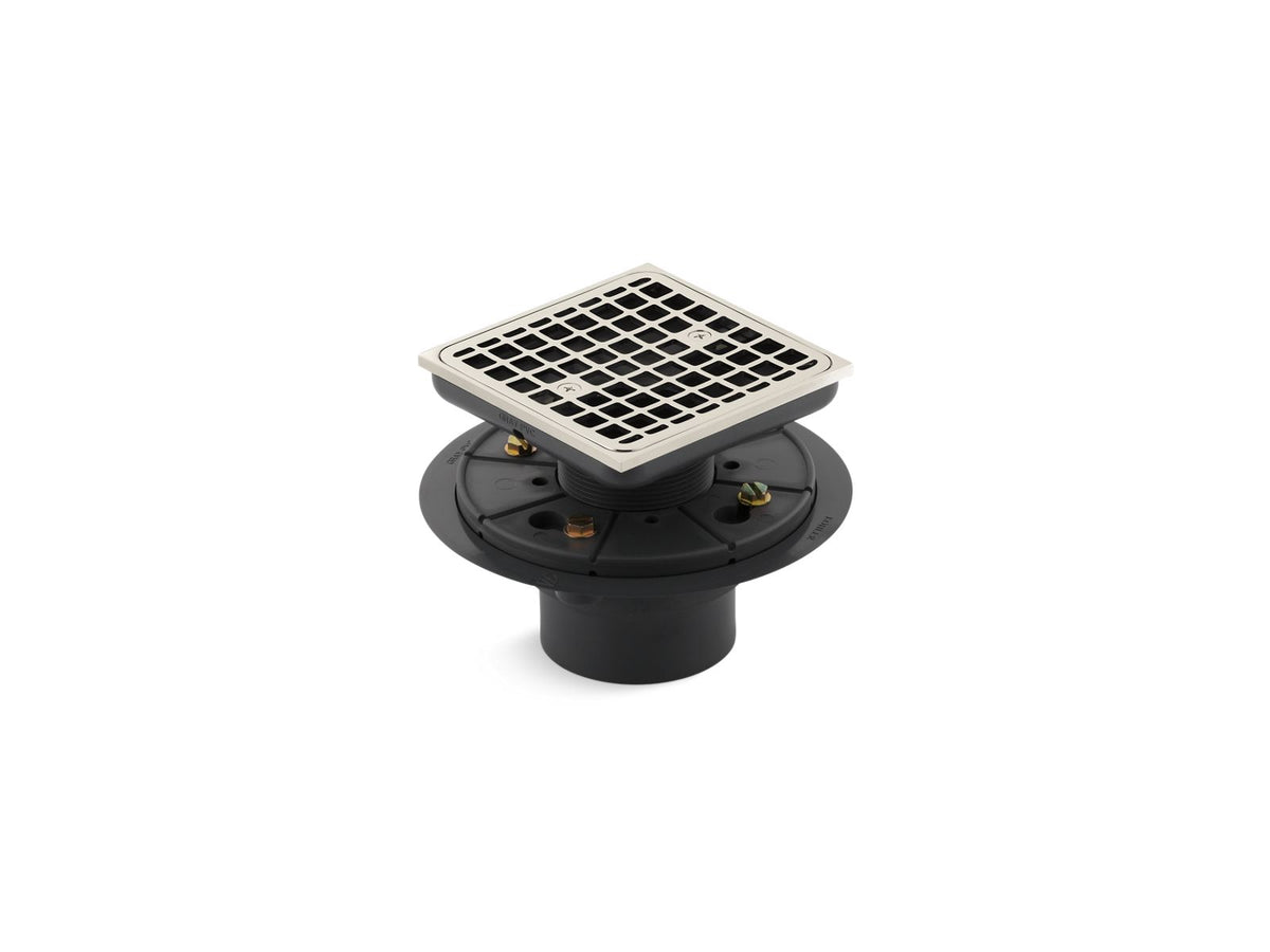 KOHLER K-9136-SN Clearflo Square Design Tile-In Shower Drain - Vibrant Polished Nickel